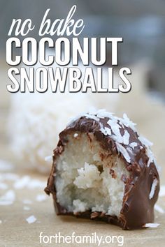 no bake coconut snowballs with text overlay