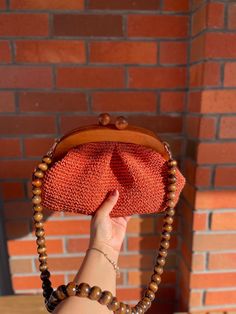 Terracotta Crochet Straw Tote Bag Wooden Framed Knitting - Etsy Bohemian Brown Pouch Straw Bag, Brown Bohemian Pouch Straw Bag, Casual Orange Woven Crochet Bag, Handwoven Orange Crochet Bag For Travel, Orange Handwoven Crochet Bag For Travel, Handwoven Orange Crochet Bag For Summer, Summer Handwoven Orange Crochet Bag, Handmade Orange Crochet Bag For Travel, Orange Crochet Beach Bag With Braided Handles