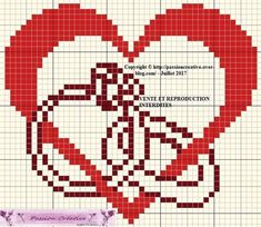 a cross stitch pattern with a heart on it