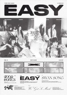 an advertisement for easy magazine with the words easy in black and white, on it