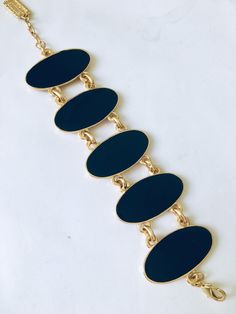 Gold metal bracelet and enamel Medical Bracelet, Metal Bracelet, Metal Bracelets, Black Enamel, Favorite Jewelry, Gold Metal, Jewelry Bracelets, Etsy Accessories, Bathing Beauties