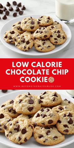 low calorie chocolate chip cookies on a white plate