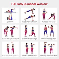 the full body dumbbell workout is shown in this poster, which shows how to do it