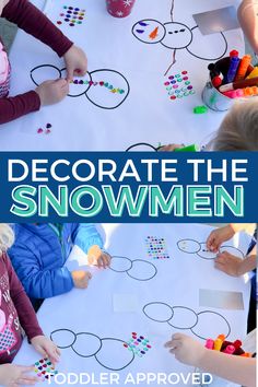 kids are making snowmen with paper and crayons