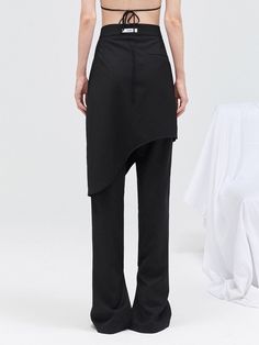 Material: Polyester
 Model: 174cm/45kg Wearing size M




 Length
 waist
 Hips


 XS
 XS
 64cm
 87cm


 S
 XS
 68cm
 91cm


 M
 S 111cm 68cm 91cm
 72cm
 M 113cm 72cm 91cm Chic Asymmetrical Hem Bottoms For Work, Black Asymmetrical Hem Bottoms For Work, Asymmetrical Hem Pants For Fall Workwear, Elegant Asymmetrical Hem Work Pants, Chic Bottoms With Asymmetrical Hem, Chic High Waist Baggy Skirt, Asymmetrical Skirt With Belt Loops For Work, Spring Bottoms With Fitted Asymmetrical Hem, Fitted Bottoms With Asymmetrical Hem For Spring