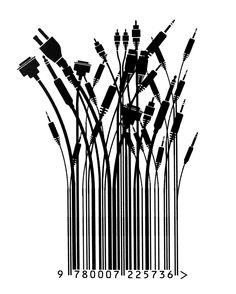 a bar code with many wires in it