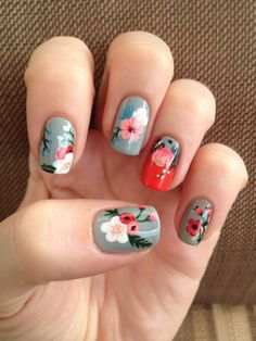 Manicure Gel, Awesome Nails, Cute Nail Art Designs, Flower Nail Designs, Floral Nail Art, Style Goals, Flower Nail, Spring Nail Art, Pretty Nail Art