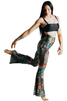 Yoga Democracy Green Thumb Eco-Friendly Women's Bell Bottoms Yoga Democracy, Printed Bell Bottoms, Thumb Prints, Sweaty Workouts, Flare Legging, Printed Yoga Leggings, Sun Cream, Lazy Sunday, Flare Leggings