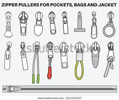 zipper pullers for pockets, bags and jackets