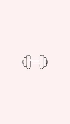 a line drawing of two dumbbells on a pink background