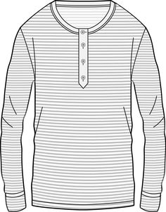 a long sleeved shirt with buttons on the collar and sleeves is shown in black and white