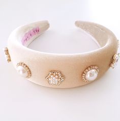 Ivory Velvet Jeweled Headband Chic Adjustable White Headband, Jewelled Headband, Chic White Adjustable Headband, Luxury Jewelry Headband, White Beaded Headband Jewelry, Pearl And Diamond Headband, Pearl Velvet Headband, Indigo Tie Dye, Star Hair