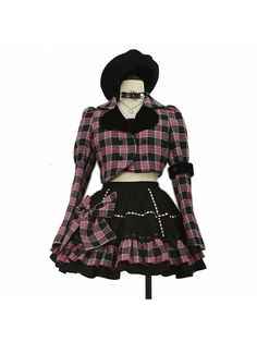 Punk Suit, Jacket Crop, Preformance Outfits, Stage Outfit, Fall Plaid