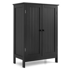 a black wooden cabinet with two doors