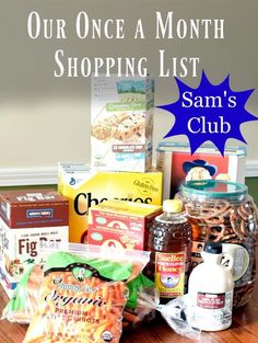 a basket filled with food sitting on top of a wooden table next to other items