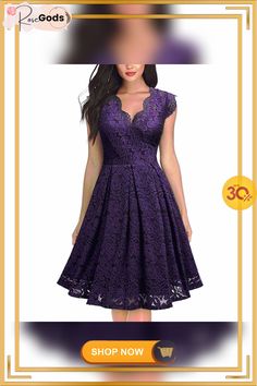 Women's Retro Lace V-neck Sleeveless Dress Fitted Purple Sleeveless V-neck Dress, Fitted V-neck Sleeveless Purple Dress, Fitted Sleeveless Dress With Surplice Neckline, Purple Sleeveless V-neck Dress For Spring, Retro Skirt, Mid Length Skirts, Types Of Dresses, Blue And Black, Types Of Skirts