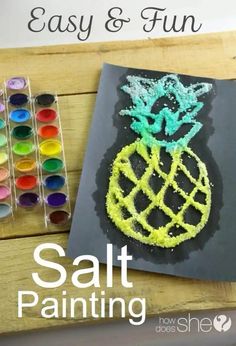 an easy and fun pineapple salt painting craft for kids