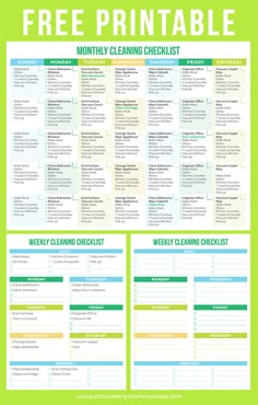 a printable cleaning checklist with the words free printable