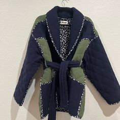 One Of My Favorite Jackets But Ready To Rotate No Markings Or Stains French Brand Stunning Color Combination Comes With Duster Bag Size 36 In European Sizes French Brands, Fall Jackets, Color Combinations, Blue Green, Jackets & Coats, Jackets For Women, Blue, Women Shopping, Color