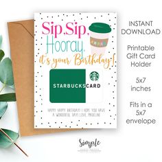 starbucks birthday card with the text sip sip hooray it's your birthday