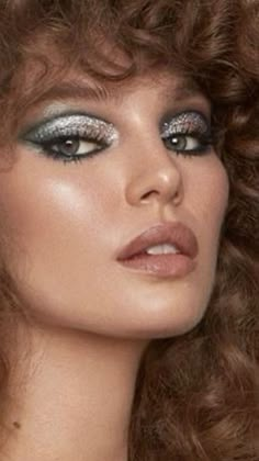 Glam 70s Makeup, Glam Disco Makeup, Disco Party Hair And Makeup, Disco Themed Party Makeup, Disco Look Makeup, 70 80 Makeup, Retro Disco Makeup, 70s Disco Photos, 80s Makeup Looks And Hair