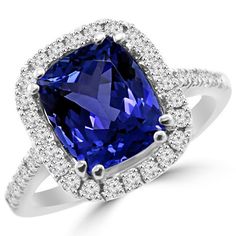 3.53ct Cushion Tanzanite & Diamond Engagement Cocktail Ring 14k White Yellow Rose Gold Halo Setting Elegant Tanzanite Wedding Ring With Prong Setting, Formal Tanzanite Halo Ring, Formal Tanzanite Cushion Cut Ring, Elegant Tanzanite Halo Ring, Tanzanite Halo Ring For Formal Occasions, Formal Tanzanite Halo Ring Fine Jewelry, Elegant Tanzanite Halo Ring For Formal Occasions, Elegant Formal Tanzanite Halo Ring, Formal Tanzanite Diamond Ring With Diamond Accents