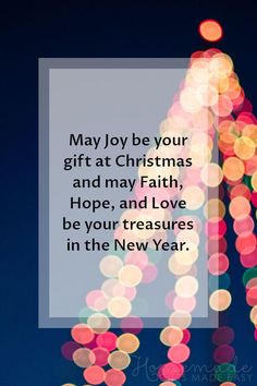 a christmas card with the words, may joy be your gift at christmas and may faith hope