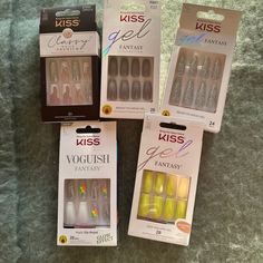 New Please Refer To Pictures For Styles Kiss Glue On Nails, Kiss Nails Kit, Kiss Press On Nails, Kiss Nails, Glamour Nails, La Colors, Long Square Acrylic Nails, Press Ons, Pink Bling