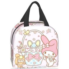 Stay Fashionable And Cute With This Adorable Kawaii Sanrio My Melody Lunchbag In A Lovely Pink Color Featuring Hello Kitty. This Lunch Carrier Purse Bag Is Brand New And Perfect For Carrying Your Lunch In Style. Ideal For Fans Of The Hello Kitty Franchise, This Item Is A Must-Have For Any Lover Of Animation Art And Merchandise. Perfect For Both Kids And Adults, This Lunchbag Is A Fun And Practical Way To Show Off Your Love For All Things Kawaii. Kawaii Multicolor Bags With Cute Design, Cartoon Style Cute Rectangular Bag, Cute Cartoon Style Bag For Gift, Pink Kawaii Bag With Cute Design, Kawaii Rectangular Lunch Bag For School, Cute Cartoon Design Bag For Gift, Cute Cartoon Design Bag Gift, Cute School Bag With Bunny Design, Pink Bags With Cartoon Print For Daily Use