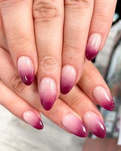 Fuchsia Nails Design, Rounded Acrylic Nails, Ombre Gel Nails, Elegant Touch Nails, Sassy Nails, Pink Ombre Nails, Nails Ombre, Ombre Nails Glitter, Subtle Nails