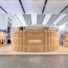 a burberry store display in the middle of a building