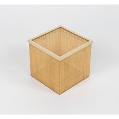 a square bamboo basket on a white background