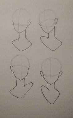 three different views of the head and shoulders of a person's head, from front to back