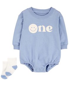 Perfect for baby's first birthday, this sweet set is complete with a long-sleeve bubble bodysuit and a pair of super cute coordinating socks. Baby Boy Birthday Outfit, Baby's First Birthday, Baby Boy Birthday, Baby 2, Carters Baby Boys, Carters Baby, Boys Set, Activewear Sets