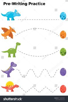 the worksheet for children to learn how to write and draw dinosaurs with their names