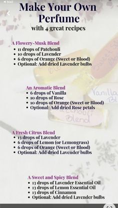 Perfume Oil Recipes, Make Your Own Perfume, Diy Perfumes, Perfume Diy