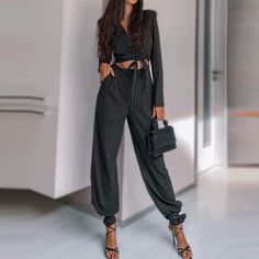 Kitty Even Keeled Pinstripe Trouser Pant Set - Hot fashionista Crop Top Swimwear, Property Rights, Loose Maxi Dress, Linen Shirt Dress, Solid Color Dress, Shirt Dress Casual, Intellectual Property, Dress Picture, White Maxi Dresses