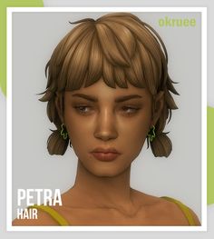 an animated image of a woman's face with hair in the style of petera hair