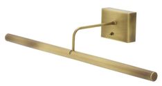 a brass colored wall light with a long arm and two lights on each side,