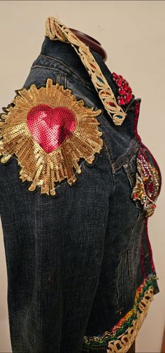 Embellished Denim Outerwear For Festivals, Embellished Long Sleeve Denim Jacket For Festival, Bohemian Embellished Denim Jacket For Fall, Bohemian Embellished Denim Jacket, Festival Embellished Fitted Denim Jacket, Womens Jackets, Cool Jackets, Boho Hippie, Angel Wings