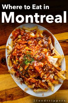 the cover of where to eat in montreaal, featuring french fries and sauce