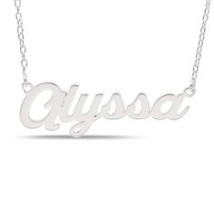 Polish off your favorite casual looks with this personalized name necklace. Crafted in sterling silver, this style features the name of your choosing - from two to 10 characters in length - sculpted in a bold cursive font. Buffed to a brilliant luster, this design suspends centered along a 16.0-inch rolo chain that secures with a spring-ring clasp. Font Styles Names, Sterling Necklaces, Jewelry Manufacturers, Rolo Chain, Birthstone Necklace, Box Chain, Name Necklace, Spring Rings, Beautiful Bracelet