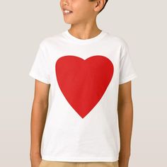 White Shirt With Red Heart, Relaxed Fit Crew Neck T-shirt With Heart Print, Valentine's Day Graphic Cotton T-shirt, Valentine's Day White Pre-shrunk T-shirt, Cotton T-shirt With Heart Print, Red Cotton T-shirt With Heart Print, Cotton T-shirt With Heart Print For Valentine's Day, Red Graphic Print T-shirt For Valentine's Day, Basic White T-shirt With Heart Graphic