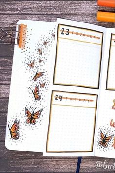 Butterfly Bujo, Butterfly Bullet Journal, Journal Butterfly, April Bujo, Bullet Journal Prompts, June Bullet Journal, Theme Journal, Bujo Themes, Journal 2023