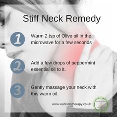 Stiff Neck Relief, Stiff Neck Remedies, Essential Oils For Babies, Essential Oils For Colds, Essential Oils For Pain, Essential Oils For Headaches, Coconut Oil Uses