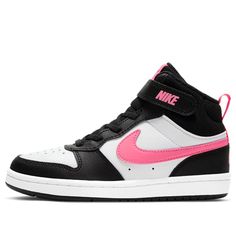 Kids Nike Nike Shoes Size 4 Kids, Nike Pink Mid-top Skate Shoes, Black And Pink Nike Shoes, Nike High Tops Pink And Black, Nike Shoes Girls Kids, Nike Air Force Mid, Nike Court Borough Mid 2, Nike Kids Shoes, Court Borough Mid 2