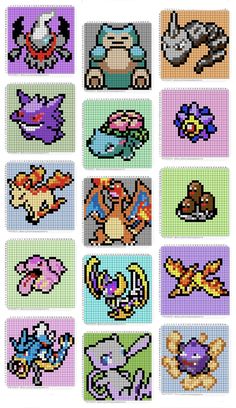 cross stitch pattern with many different types of pixeles on it's sides, including one