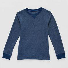 Prep his wardrobe for cooler weather with this stylish Thereabouts long-sleeve thermal shirt for little and big boys. Made from a recycled waffle cotton-blend, it features a regular-fit, a crew neck, and cuffed sleeves. Team it with jeans and sneakers for a laid-back look.Closure Type: Pullover HeadFit: Regular FitNeckline: Crew NeckSleeve Length: Long SleeveSleeve Style: Cuffed SleeveApparel Length: 23 InchesFiber Content: 60% Cotton, 40% Recycled PolyesterFabric Description: WaffleCare: Tumble Boys Size 7 Winter Pullover Shirts, Blue Husky, Boys Long Sleeve Tshirts, Blue Long Sleeve Pre-washed Shirt, Cheap Men's Long Sleeve T-shirt, Blue Pre-washed Long Sleeve Shirt, Thermal Top, Thermal Shirt, Cuff Sleeves