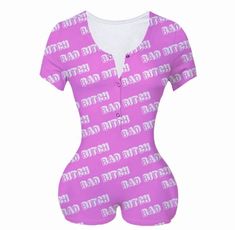 Bad B!tch Sexy,cute & comfy bad bitch print bodysuit and romper short sleeve night wear Onsie Pajama, Streetwear Plus Size, Long Sleeve Leotard, Leotard Bodysuit, Long Sleeve And Shorts, Long Romper, Bodysuit Lingerie, Long Sleeve Bodycon, Short Pajama Set