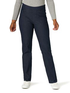 PRICES MAY VARY. Pull-on skinny jean in stretch denim with flat elastic waistband Inseam: 30" Back welt pockets Also available in petite sizes Over 60 Fashion Petite, Outfit Petite, Elastic Jeans, Stretch Denim Pants, Over 60 Fashion, Fashion Petite, Jeans Fabric, Long Sleeve Tops Casual, Petite Pants